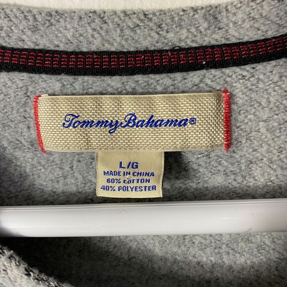 Tommy Bahama Men's Large Sweatshirt Crewneck Gray Heathered Cotton Blend EUC - Picture 5 of 5